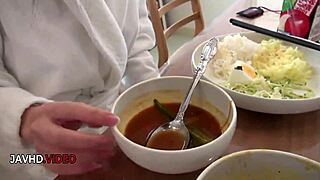 Chisa Hoshino shaved pussy slammed during blowjob