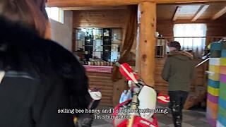 Mountain Getaway Turns Wild with Tanned Brunette's Natural Tits and Ass Flashing