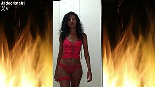 juicy neighbor jade flashes shaved pussy teasing in lingerie for you