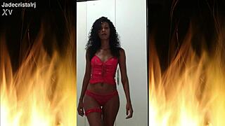 juicy neighbor jade flashes shaved pussy teasing in lingerie for you