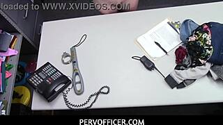 Holy fuck, security guard can't resist this caught teen burglar's big tits and blowjob in garage!