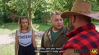 Daddy4k: Czech blonde son's girlfriend cheats with stepdaddy's monster cock outdoors at country ranch!