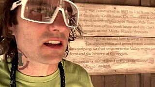 Blonde babe's shaved pussy takes monster cock creampie downhill!