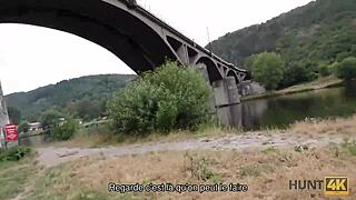 Dude, watch your girl Liliane get fucked hard for cash in the park while you stare