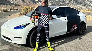 Blonde babe's shaved pussy takes monster cock creampie downhill!