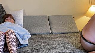 granny peggy sue gags deep on cock before strapon pounding her fat slut body