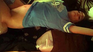 Petite teen slut gags on massive Canadian cock for cum throat