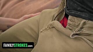 wanna see horny stud creampie stepsis pussy while stepmom watches in kitchen?