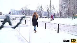 debt collector bends over adorable redhead debtor for rough doggystyle in her shaved pussy 😏💦 homemade pov