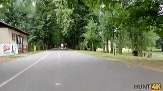 Dude, watch your girl Liliane get fucked hard for cash in the park while you stare