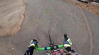 Blonde babe's shaved pussy takes monster cock creampie downhill!