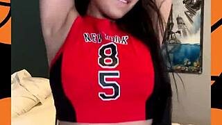 busty latina cheerleader ivy flores squeezes her HUGE shaved tits and pussy