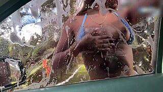 Beautiful Car Wash Girl Bent Over Fucked Doggystyle by Horny Client