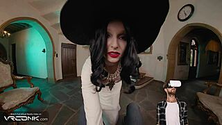 what if busty brunette lady dimitrescu rides cock and masturbates in resident evil cosplay ranch?