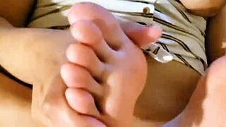 big tits whore rides cock gets creampie on puffy nipples and feet