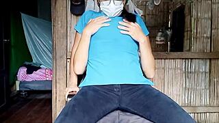 Sexy ebony nurse from hospital moans on my couch during hardcore fuck