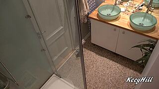 hey check busty kecy getting all wet naked in shower