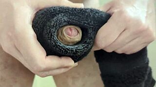 imagine this towel on my huge cock massive cumshot close-up