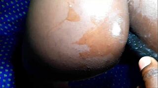 hairy ebony teen bent over takes monster black cock doggystyle anal squirting cum