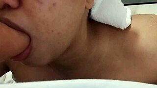 chubby filipina's big tits bounce in daring homemade dildo sucking dare