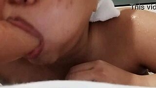 chubby filipina's big tits bounce in daring homemade dildo sucking dare