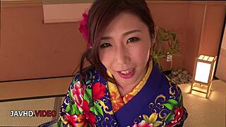 seductive kimono milf ayumi shinoda's passionate bj has me hooked 😍 fingering next!