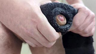 imagine this towel on my huge cock massive cumshot close-up
