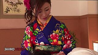 seductive kimono milf ayumi shinoda's passionate bj has me hooked 😍 fingering next!