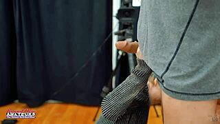 Color-Haired Raven Petite Blonde Fingers Shaved Pussy Rims Ass Swallows Cum from Juicy Cock Pov