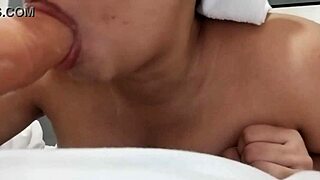 chubby filipina's big tits bounce in daring homemade dildo sucking dare