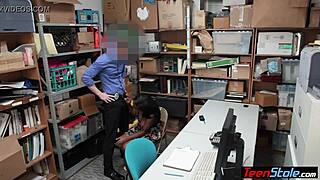 Big Titted Ebony Teen Thief Fucks LP Officer on CCTV