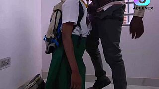 Bad teen pays teachers with tight pussy in group doggystyle threesome