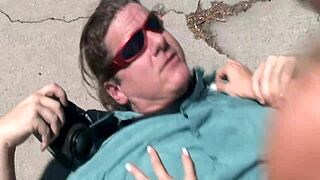 Blonde mommy with big tits rides monster cock doggystyle then takes facial cumshot