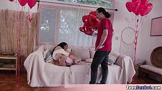 cute petite latina stepsis tiny pussy stretched by machine blowjob ass play