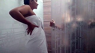 ripped towel off colombian friend for nude lesbian pussy lick and ride