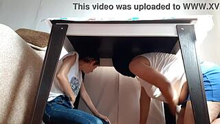 Hey we sneak under table masturbating from stepparents
