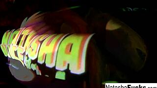 Damn! Busty Natasha Nice Fingers Pussy In Sexy Black Light Solo Shoot!