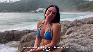 Picked Up Curvy Model for Beach Photoshoot Fucked All Holes Outdoor