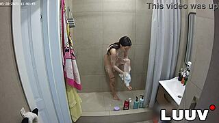 luuv and his girlfriend get steamy in the shower for their reality show voyeur fun.