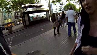 brunette milf rides monster cock doggystyle on beach then pussy gaping