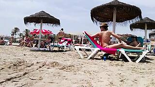 😍 whoa, check this brunette's huge tits bouncing wild on the beach again! part 2 🔥