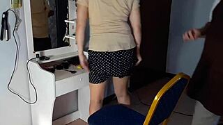 curvy nude hairdresser lady strips barber cam undresses kinky nudist barber