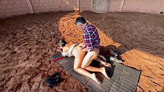 colombian bbw lalucero giant tits ass rides cowboy barn outdoor squirt wet pussy