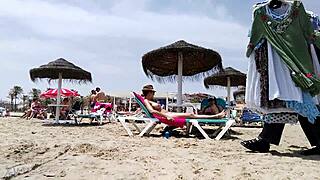 😍 whoa, check this brunette's huge tits bouncing wild on the beach again! part 2 🔥