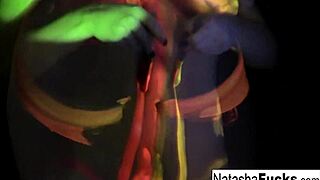 Damn! Busty Natasha Nice Fingers Pussy In Sexy Black Light Solo Shoot!