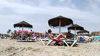 😍 whoa, check this brunette's huge tits bouncing wild on the beach again! part 2 🔥