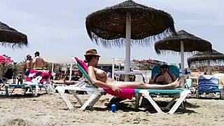 😍 whoa, check this brunette's huge tits bouncing wild on the beach again! part 2 🔥