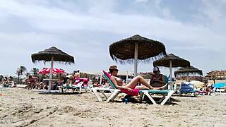 😍 whoa, check this brunette's huge tits bouncing wild on the beach again! part 2 🔥