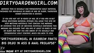 wanna see dirtygardengirl's ass prolapse from that huge dildo in rainbow pants?