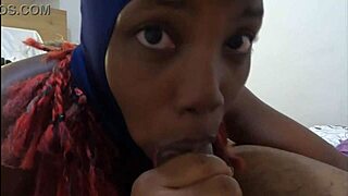 damn, ebony bitch in ski mask slurps big black dick and swallows cum sloppy!